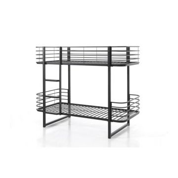 Pat pentru copii negru supraetajat din metal cu somierÄ90x200 cm Oscar âu0080Vipack