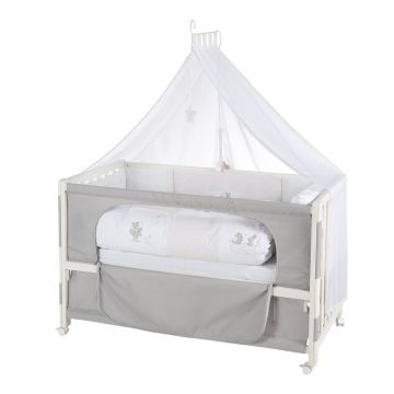 Pătuț alb/gri cu roți 60x120 cm Fox & Bunny – Roba Pătuț alb/gri cu roți 60x120 cm Fox & Bunny – Roba