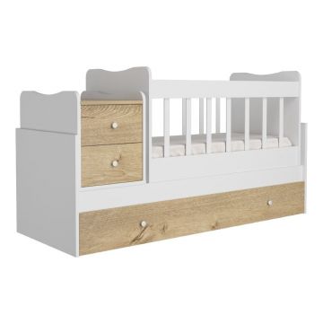 Pătuț alb/în culoare naturală cu spațiu de depozitare 60x120 cm Sansa – Kalune Design Pătuț alb/în culoare naturală cu spațiu de depozitare 60x120 cm Sansa – Kalune Design