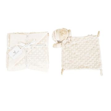 Patura cu jucarie pentru bebelusi Cangaroo Bennie 75 x 100 cm Bej