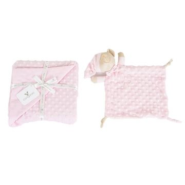 Patura cu jucarie pentru bebelusi Cangaroo Bennie 75 x 100 cm Roz