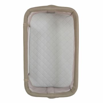 Patut Co-Sleeper Cangaroo Aura Beige 88x56 cm cu laterala culisanta, Saltea cu baza ferma si husa detasabila, Functie anti reflux, 7 nivele de reglare a inaltimii, 4 Roti cu frana,recomandat de la nastere pana la 9 kg