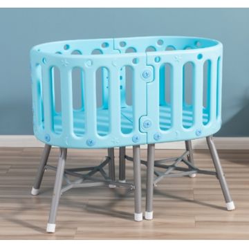 Patut multifunctional pentru copii, 3 in 1 Little Mom Blue, cu 3 configuratii distincte, cadru din otel, cu picioruse de balansare, Roti aditionale, Plasa de tantari si Salteluta galbena inclusa, dimensiune 92x55x79 cm