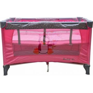 Patut pentru copii Baby Care PRO FMG Roz 120x60 cm, Pliabil, 2 Niveluri de inaltime, Cu geanta transport inclusa, Plasa insecte