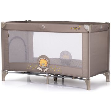 Patut pentru copii Chipolino Capri Lion Beige pliabil, saltea pentru nivelul inferior, intrarea laterala, buzunare laterale, geanta transport, standardul EN716-1 , greutate suportata 15 kg