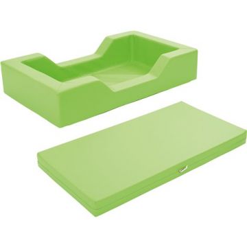 Patut pentru cresa verde lime, 128 x 75 x 25 cm, din spuma, cu decupaj pentru acces, saltea 8 cm grosime inclusa, stivuibil