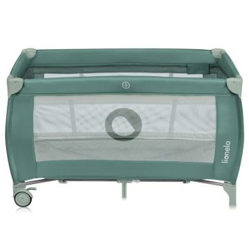  Patut pliant, Lionelo, Stefi Plus, Cu doua nivele, Cu intrare laterala cu fermoar, 2 roti, 120 x 60 cm, Conform cu standardul european de securitate EN 716, Verde Olive