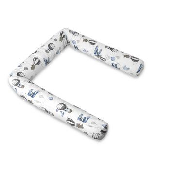 Aparatoare pentru patut, MimiNu, Tip rulou, Cu husa detasabila, Lungime 180 cm, Din bumbac certificat Oeko Tex Standard 100, Blue Plane