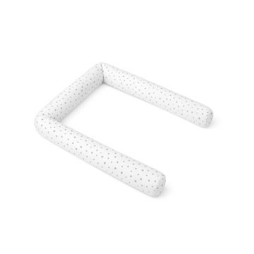 Aparatoare pentru patut, MimiNu, Tip rulou, Cu husa detasabila, Lungime 180 cm, Din bumbac certificat Oeko Tex Standard 100, Mini Gray Stars