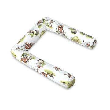 Aparatoare pentru patut, Qmini, Tip rulou, Cu husa detasabila, Lungime 180 cm, Din bumbac certificat Oeko Tex Standard 100, Fox on bikes Natural