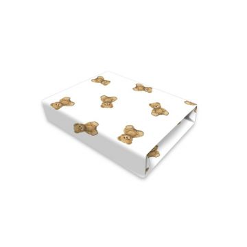 Cearceaf cu elastic, Qmini, Pentru patut co-sleeper, Leonie, Dimensiune 83 x 50 cm, Din bumbac certificat Oeko Tex Standard 100, Teddy Toys