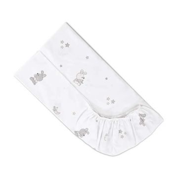 Cearsaf cu elastic Lorelli Little Rabbits 60 x 120 x 15 cm Gri