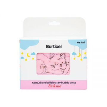 Centura anticolici cu samburi de cirese RedLine Burticel, utilizare versatila cald sau rece, saculet detasabil cu samburi de cirese 100% naturali, Roz