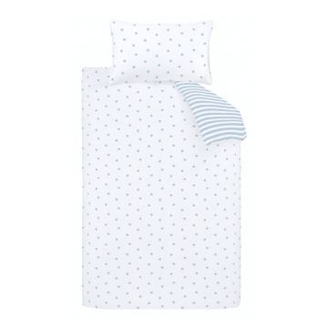 Lenjerie de pat pentru copii albă/albastră din bumbac pentru pat de o persoană 135x200 cm Mini Star & Stripes – Bianca