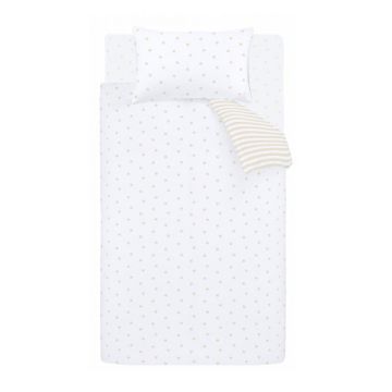 Lenjerie de pat pentru copii albă/bej din bumbac pentru pat de o persoană 135x200 cm Mini Star & Stripes – Bianca