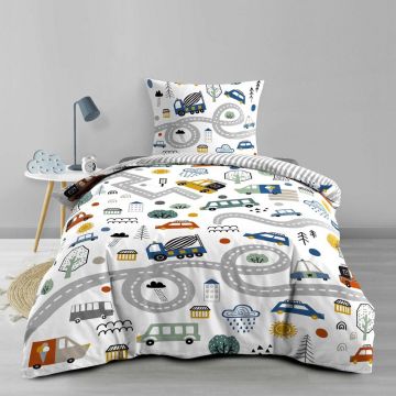 Lenjerie de pat pentru copii albă din bumbac pentru pat de o persoană 140x200 cm Pti Bolide – douceur d'intérieur
