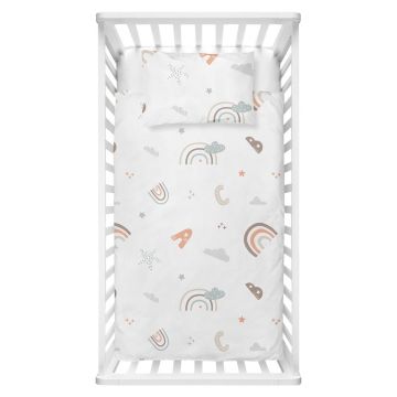 Lenjerie de pat pentru copii albă din bumbac ranforcé pentru pătuț 100x150 cm Abc – Mijolnir