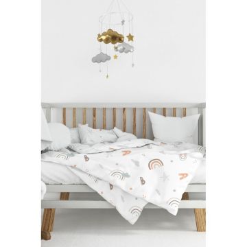 Lenjerie de pat pentru copii albă din bumbac ranforcé pentru pătuț 100x150 cm Abc – Mijolnir