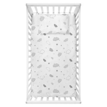 Lenjerie de pat pentru copii albă din bumbac ranforcé pentru pătuț 100x150 cm Bulut – Mijolnir