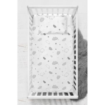 Lenjerie de pat pentru copii albă din bumbac ranforcé pentru pătuț 100x150 cm Bulut – Mijolnir