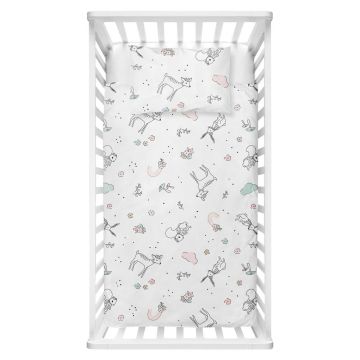 Lenjerie de pat pentru copii albă din bumbac ranforcé pentru pătuț 100x150 cm Flowers – Mijolnir