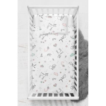 Lenjerie de pat pentru copii albă din bumbac ranforcé pentru pătuț 100x150 cm Flowers – Mijolnir