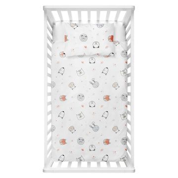 Lenjerie de pat pentru copii albă din bumbac ranforcé pentru pătuț 100x150 cm Safari – Mijolnir