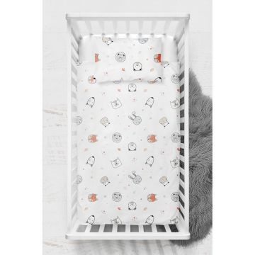Lenjerie de pat pentru copii albă din bumbac ranforcé pentru pătuț 100x150 cm Safari – Mijolnir