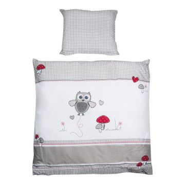 Lenjerie de pat pentru copii albă/gri din bumbac pentru pătuț 80x80 cm Adam & Eule – Roba