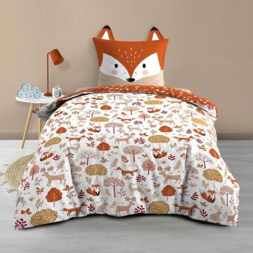 Lenjerie de pat pentru copii albă/teracotă din bumbac pentru pat de o persoană 140x200 cm Roxy – douceur d'intérieur