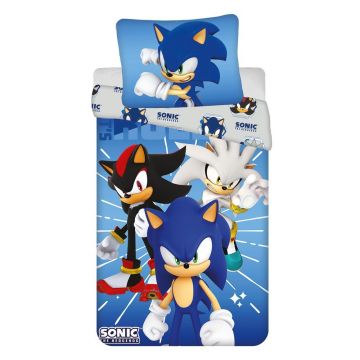 Lenjerie de pat pentru copii albastră din microfibră pentru pat de o persoană 140x200 cm Sonic – Jerry Fabrics