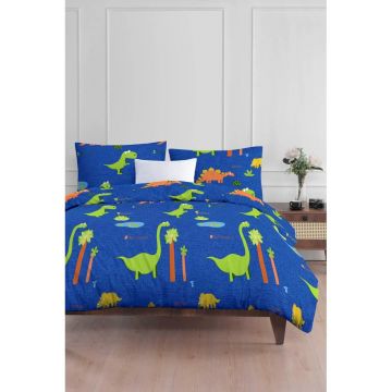 Lenjerie de pat pentru copii albastră pentru pat de o persoană 140x200 cm Dinolar – Mijolnir
