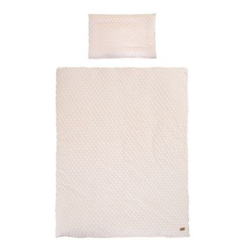 Lenjerie de pat pentru copii bej din amestec de bumbac pentru pătuț 100x135 cm Frosty Almond – Roba