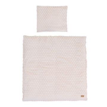 Lenjerie de pat pentru copii bej din amestec de bumbac pentru pătuț 80x80 cm Frosty Almond – Roba