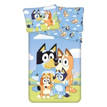 Lenjerie de pat pentru copii din bumbac pentru pat de o persoană 140x200 cm Bluey – Jerry Fabrics