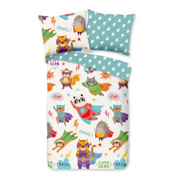 Lenjerie de pat pentru copii din bumbac pentru pătuț 120x150 cm Superhero – Good Morning