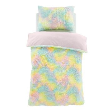 Lenjerie de pat pentru copii din micropluș/cocolino pentru pat de o persoană 135x200 cm Rainbow Cuddly – Catherine Lansfield