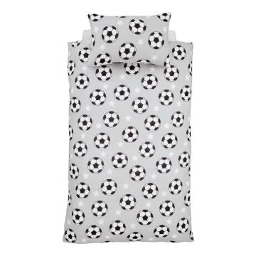 Lenjerie de pat pentru copii gri din flanelă pentru pat dublu 200x200 cm Football Stars – Catherine Lansfield
