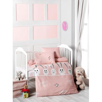 Lenjerie de pat pentru copii, L'essentiel Maison, Bunny, Somon / Alb / Gri Lenjerie de pat pentru copii, L'essentiel Maison, Bunny, Somon / Alb / Gri