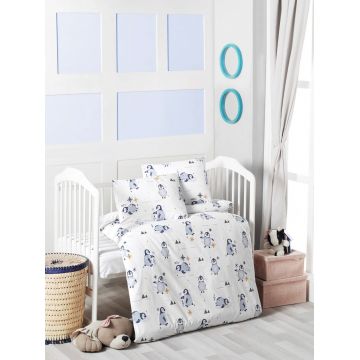Lenjerie de pat pentru copii, L'essentiel Maison, Happy, Alb/Albastru inchis Lenjerie de pat pentru copii, L'essentiel Maison, Happy, Alb/Albastru inchis