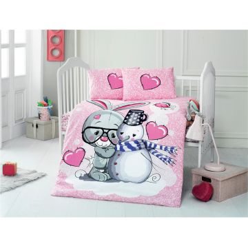 Lenjerie de pat pentru copii, L'essentiel Maison, Love, Pink / White / Black / Grey Lenjerie de pat pentru copii, L'essentiel Maison, Love, Pink / White / Black / Grey