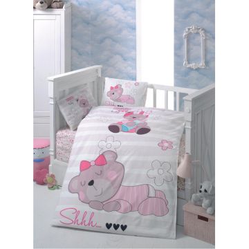 Lenjerie de pat pentru copii, L'essentiel Maison, Sleep Time, White / Beige / Pink / Black Lenjerie de pat pentru copii, L'essentiel Maison, Sleep Time, White / Beige / Pink / Black