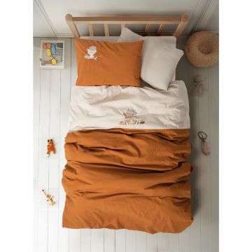 Lenjerie de pat pentru copii portocalie/bej din bumbac pentru pătuț cu cearceaf inclus/cu 4 piese 100x150 cm Clever – Mijolnir