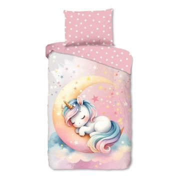 Lenjerie de pat pentru copii roz din bumbac pentru pat de o persoană 140x200 cm Molly – Good Morning