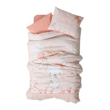Lenjerie de pat pentru copii roz din bumbac ranforcé pentru pătuț cu cearceaf inclus, cu 4 piese 100x150 cm Rapeti – Mijolnir
