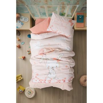 Lenjerie de pat pentru copii roz din bumbac ranforcé pentru pătuț cu cearceaf inclus/cu 4 piese 100x150 cm Rapeti – Mijolnir