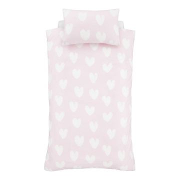 Lenjerie de pat pentru copii roz din flanelă pentru pat dublu 200x200 cm Hearts – Catherine Lansfield