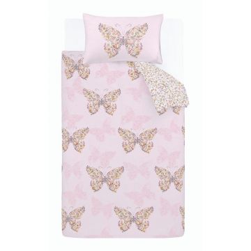 Lenjerie de pat pentru copii roz pentru pat dublu 200x200 cm Enchanted Butterfly – Catherine Lansfield