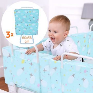 PACHET 3x Mini-Bumper 60x56 cm protectie pat, Turcoaz