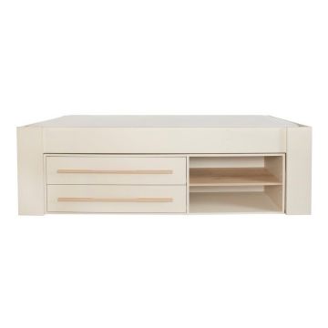 Pat pentru copii bej cu spațiu de depozitare fără somieră 90x200 cm Captain – Roba